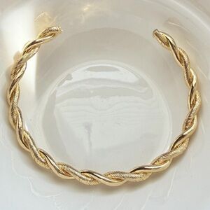 Anthropologie Twisted Textured Open Cuff Bracelet